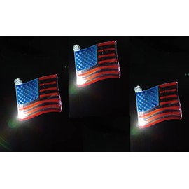 Starry Illuminate 3 PCS Solar White Led American Flag USA Flag Style Garden Stake Light
