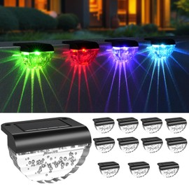 Melunar 12 Pack Solar Deck Lights Outdoor, Solar Step Lights Waterproof for Outside, Yard, Patio, Garden, Pool, Railing, Stairs, Fence (Color Changing)
