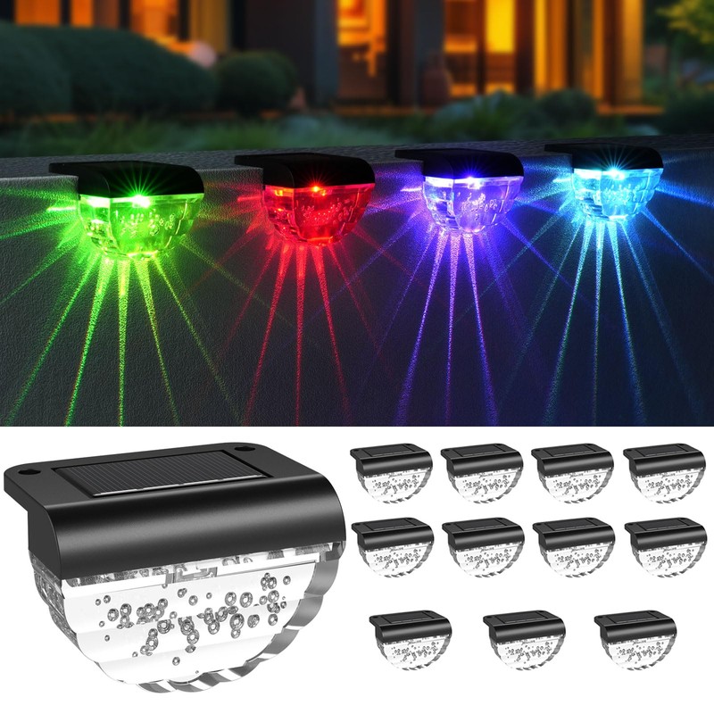 Melunar 12 Pack Solar Deck Lights Outdoor, Solar Step Lights