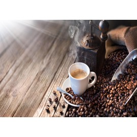 Loccor 8x6ft Fabric Coffee Bean Backdrop Coffee Shop Theme Rustic Wooden Board Cafe Beans Background Adults Children Coffee Theme Birthday Party Decor Afternoon Tea Party Banner Photo Studio Props