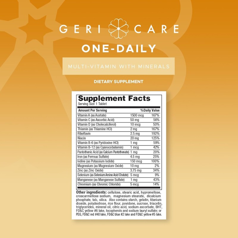GeriCare One-Daily Multivitamins with Minerals (100 Tablets) High-Potency Multi-Vitamin &