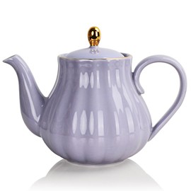 Sweejar Home Royal Teapot Ceramic Teapot with Removable Stainless Steel Infuser, Blooming & Loose Leaf Teapot - (3-4 Cups), 800ml (Purple)