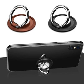 2 Pack Cell Phone Ring Holder, 360° Rotating Stand, Super Wear-resistant, Phone Grip, Ring Holder Compatible with Smartphones, Tablets (Black, Rose Gold)