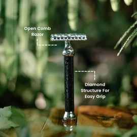 Pink Woolf Open Comb Double Edge Safety Razor (Black Chrome)