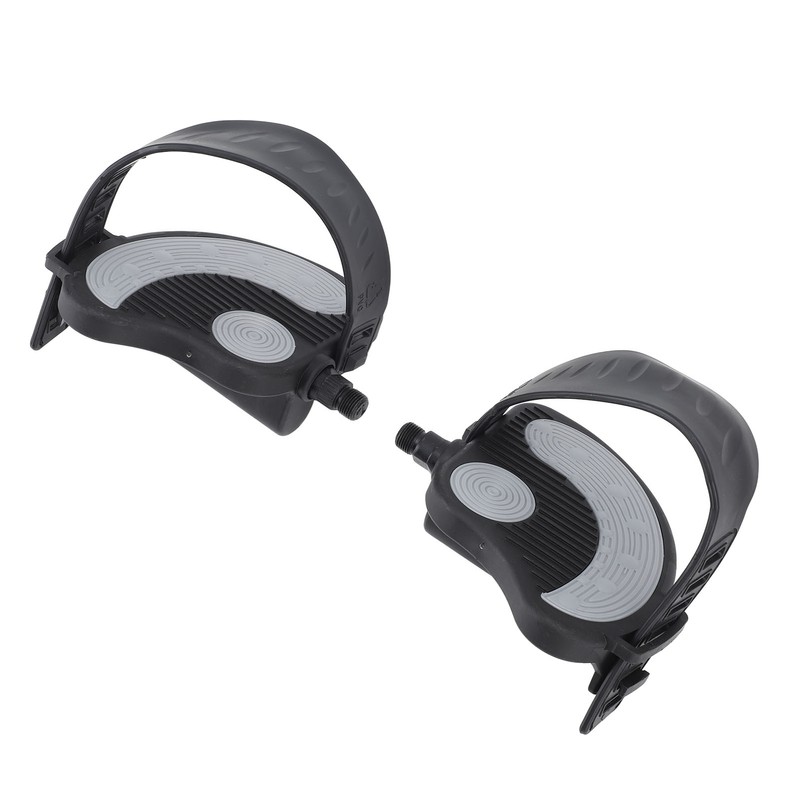2PCS Exercise Bike Pedals with Straps PP PVC Stainless Steel