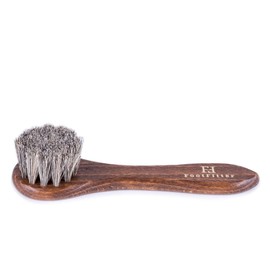 FootFitter Genuine 6” Horsehair Shoeshine Dauber Brush, Made in Germany, Applying Shoe Creams & Polishes, Travel Ready - Grey/Brown