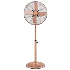 Tangkula 16-Inch Metal Pedestal Fan, Industrial Metal Standing Fan with Adjustable Height, 3 Speeds, 75° Oscillation & 20° Head Tilt, Floor Fan with Weighted Base for Living Room Office (Copper)