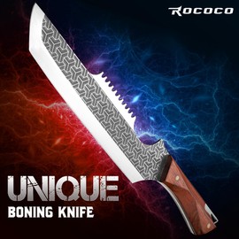 ROCOCO Butcher Meat Cleaver Knife - Boning Knife with Sheath for Kitchen Camping BBQ Birthday Thanksgiving Christmas Gift 8.8"