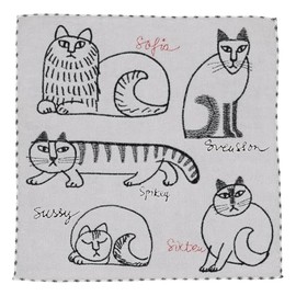Marushin 6805013300 Mini Towel, Lisa Larson Name Sketch Cat, 100% Cotton, Antibacterial and Odor Resistant, Hand Towel, Handkerchief, Present, Gift, Birthday