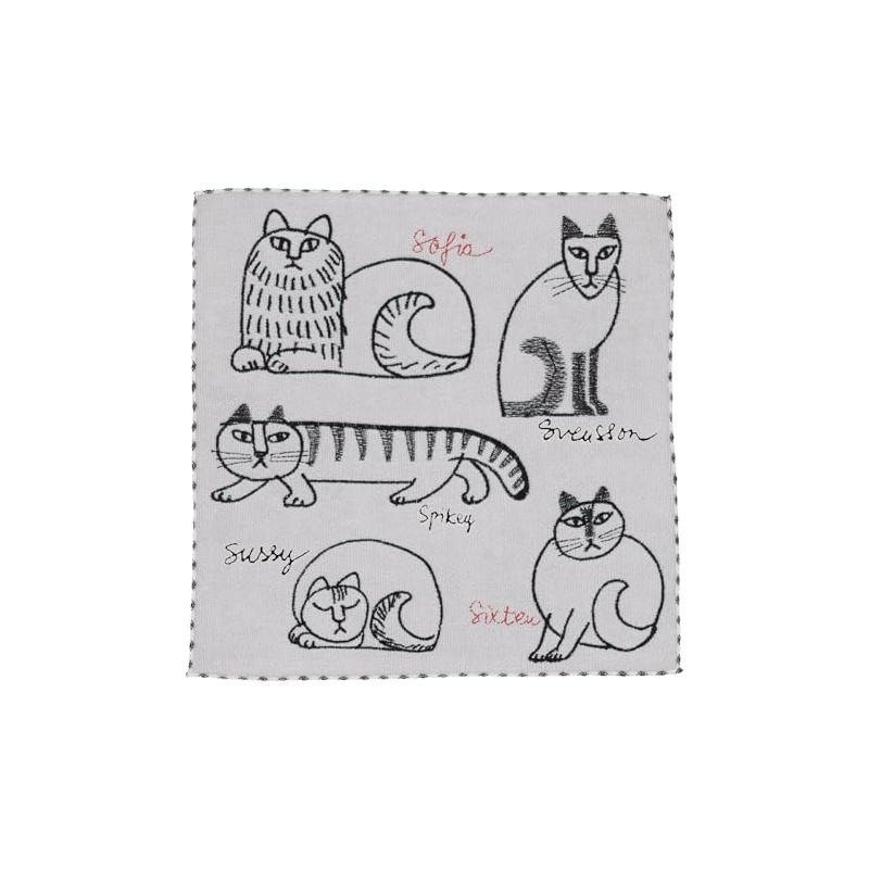 Marushin 6805013300 Mini Towel, Lisa Larson Name Sketch Cat, 100%