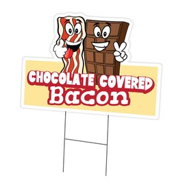 Chocolate Covered Bacon 2 12" x 16" Yard Sign & Stake | Advertise Your Business | Stake Included Image On Front Only | Made in The USA