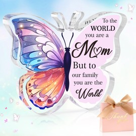 MOTONG Mum Gifts With Gift Box, Mum Birthday Gifts Butterfly Crystal Acrylic Plaque Gifts, Best Mum Gifts for Mothers Day Gifts Thanksgiving Christmas Presents for Mum Thank You Gifts for Women