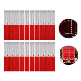Z-oneMart 20Pcs Red White Micro Prismatic Sheeting Reflective Tape 2" X 12' Waterproof Reflector Tape Self-Adhesive Reflector Sticker Conspicuity Safety Warning Tape for Truck Trailer Pickup