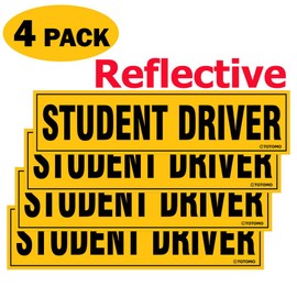 TOTOMO Student Driver Magnet for Car - Large 12"x3" Magnetic Reflective Vehicle Safety Sign for New Rookie Learner Drivers Removable Bumper Sticker Please Be Patient (4 Pack)