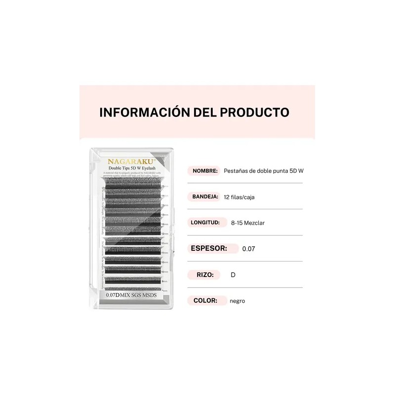 Nagaraku Extensiones De Pestañas Cifrado 5d W Shape