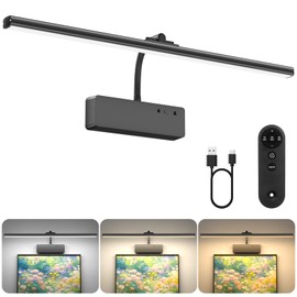 Lightbiz Picture Light, 20inch 6000mAh Rechargeable Picture Lights for Wall Battery Operated Wall Lights with Remote, 3 Colors Paintings Light Dimmable Art Light for Artwork, Gallery (Black)