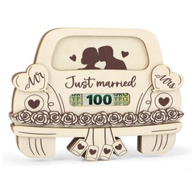 KASESSS Wooden Wedding Money Gift Wallet, Money Wallets for Cash Gifts, Wooden Wedding Envelopes for Money, Money Gift Ideas, Creative wedding Gifts for Bride and Groom, With Car Pattern