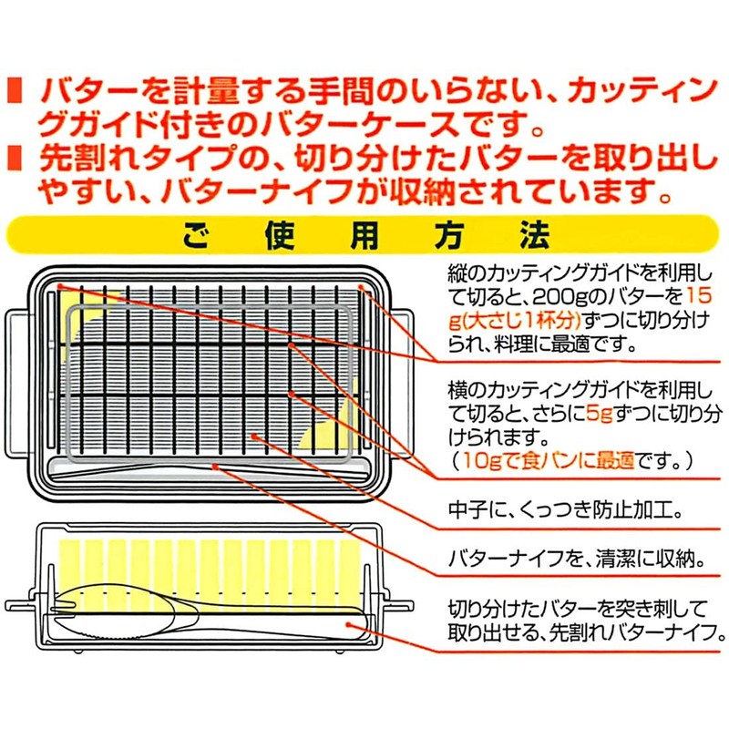 Skater BTG1-A Butter Case, Butter Container, Butter Cutter, Guide Included,