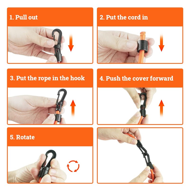 Bungee Straps, Kayak Elastic Cord, Marine Grade Shock Cord Ends