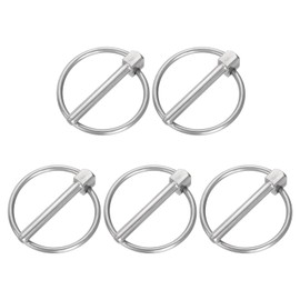 sourcing map 5Pcs 1/4" x 1-3/4" Linch Pin with Ring, Stainless Steel Round Linch Pins for Boat Kayak Canoe, Trailer Trolley Trucks Mowers, Silver