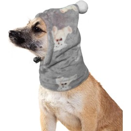 Dog Winter Hat,Dog Flannel Hat Pet Christmas Winter Warm Caps,Dog Neck Ear Windproof Warm Scarf,Calming Dog Hood for Noise Protection (Grey Brown, L)