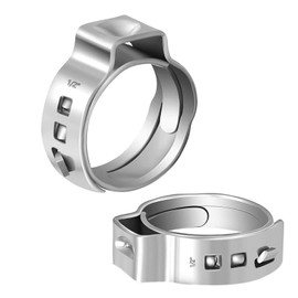 50 Pack 1/2 Inch PEX Cinch Clamp Rings, Stainless Steel Crimp Pinch Ring Clamps for PEX Tubing Pipe Fitting Connections