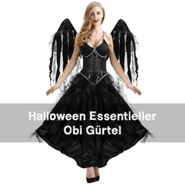 WERFORU Women's Tied Waspie Belt, Wide Lace-Up Corset Elastic Waist Belt, A-Black