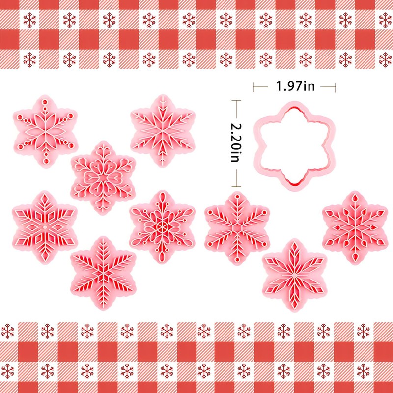 BESEK Christmas Cookie Cutters: 9 pcs Winter Snowflake Cookie Cutters