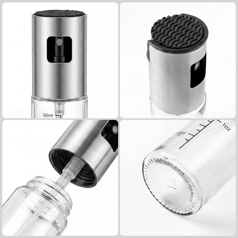 4 Pack 100ml Glass Olive Oil Sprayer with Scale &