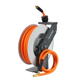 Txecpro Retractable Air Hose Reel, 3/8 IN x 50FT Hybrid Air Hose Max 300 PSI, Air Compressor Hose Reel with 5 ft Lead in, Ceiling/Wall Mounted Air Hose Reel,Heavy Duty Air Tool
