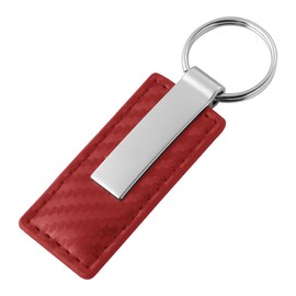 CGEAMDY Microfibre Leather Car Key Fob, Car Premium Carbon Fibre Keyring, Leather Anti Loss O Ring Fashion Keyring (Carbon Burgundy)
