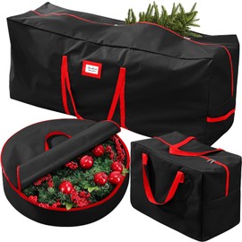 3 Pack Christmas Tree Storage Bag, for 7.5 Ft Artificial Trees up, Durable Waterproof With Reinforced Carrying Handles, Xmas Holiday Garland Bag Storage Case (7.5 Ft, Black)