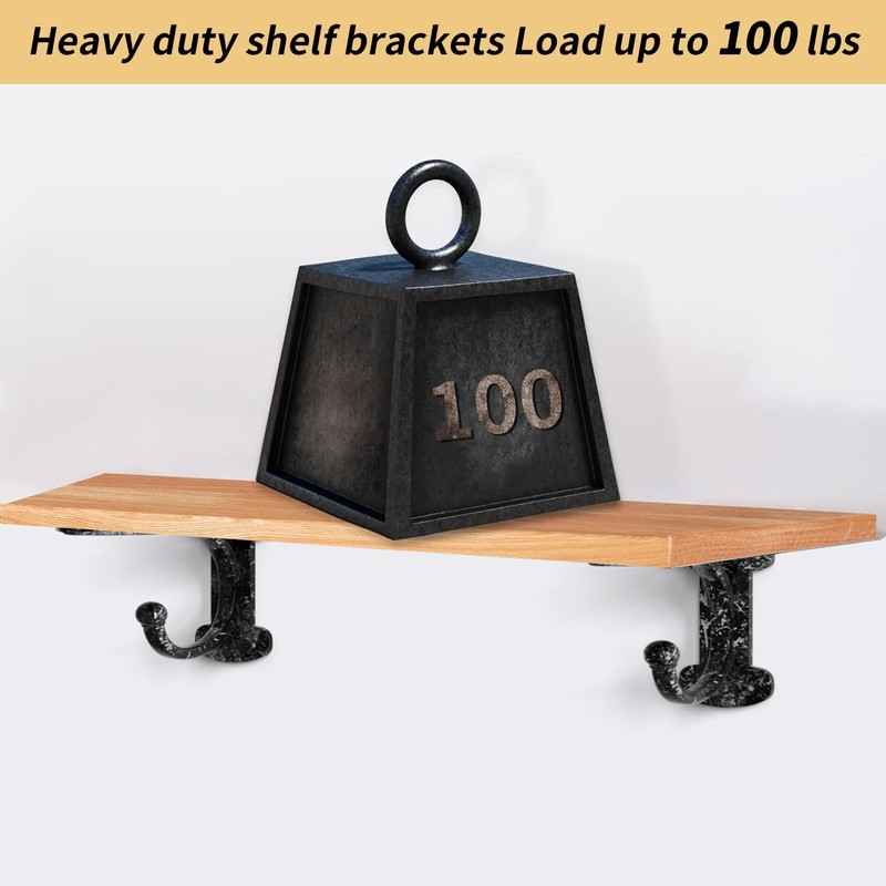 Shelf Brackets 4 Inch 2 Pack, Cast Iron Shelf Brackets
