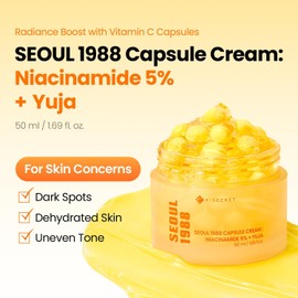 K-SECRET SEOUL 1988 Niacinamide Capsule Cream – Hydrating Face Moisturizer with 5% Niacinamide and Yuja Vitamin C Capsule Cream for Dark Spots, Uneven Skin Tone Korean Skincare, 50ml / 1.69 fl oz
