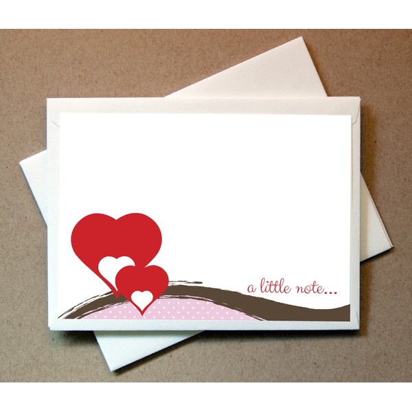 Personalized Hearts Note Card (40 Non-foldover Cards and Envelopes)