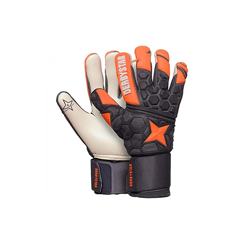 Derbystar APS Hexasoft Pro II Unisex Gloves, Orange Grey, 8