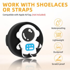 AXFEE 2Pack Air-Tag Holder For Kids Shoelaces, Cartoon Kids Shoelaces Air-Tag Holder, Soft Hidden Clip Tag For Air Tag, Gps Tracker Accessories for kids Toddler Shoes Insert, with 4 Black Shoe Flower