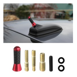 Sylvil Car Short Antenna, 1.37" Aluminum Radio Antenna Replacement, Carbon Fiber Antennas Kit with Screws, AM/FM Roof Mount Car Radio Reception Antennas Mast for Most Cars SUVs (Red)