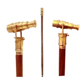 MAANVISH Beautiful Nautical Finish Walking Stick Telescope Collectible Wooden Cane with Brass Telescope Handle Home Decor Gifts