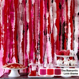 PartyWoo Crepe Paper Streamers 8 Rolls 656ft Pack of Gradient Burgundy,Metallic Gold,White Sand Crepe Paper Rolls for Graduation Christmas Wedding Birthday Party Decorations (1.8 Inch x 82 Ft/Rolls)