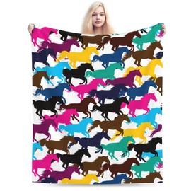 Cute Horse Throw Blanket Flannel Plush Soft Warm Blankets 60"X60" for Kids Adults Gift Sofa Chair Bed Office 50x60