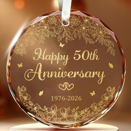 YIDAJI Happy 50th for Couple - Valentine Gift 50th Wedding Anniversary 2026-50 Years As Mr Mrs - Anniversary Wedding Gift for Grandma, Grandpa, Wife, Husband - Ornament for Couple