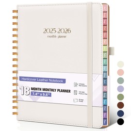 Monthly Planner 2025-2026, 18 Months Academic Calendar Planner from July 2025 - December 2026, 7.4'' x 9.6'' Monthly Planner with Tabs, Spiral Daily Planner Perfect for Office School Teacher Student, Beige