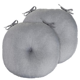 PRONOUS Dark Grey Bistro Chair Cushions Set of 2, Round Seat Chair Pads with Ties for Dining Room Patio