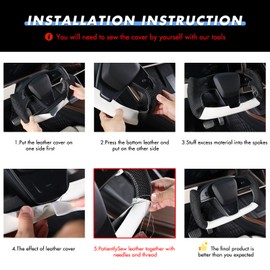 MEWANT Hand Stitch Steering Wheel Cover Wrap for Kia Sportage 2022-2023 / K5 (GT/GT-Line) 2021-2022 Steering Wheel Accessories for Kia Sportage K5(for O-Shape)