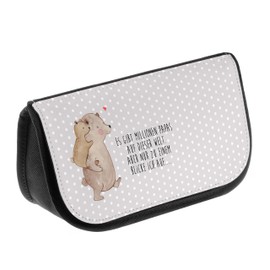 Mr. & Mrs. Panda Daddy Bear Cosmetic Bag, gray, Hand Drawn