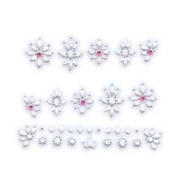 Pink Faux Acrylic Floral w/Rhinestone Nail Stickers/Decals