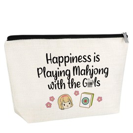 Mahjong Gift for Mahjong Lover Mahjong Lover Gift Christmas Gift for Women Makeup Bag Mahjong Player Gift Retirement Gifts Birthday Thanksgiving Gifts for Grandma Mother Zipper Purse Travel Pouch