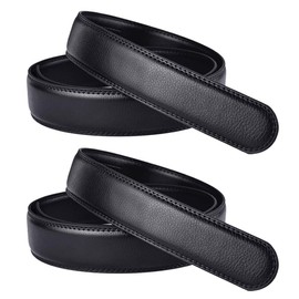 Pack of 2 Men's Replacement Soft Leather Automatic Belt Belt Belts without Buckle (120 cm), black