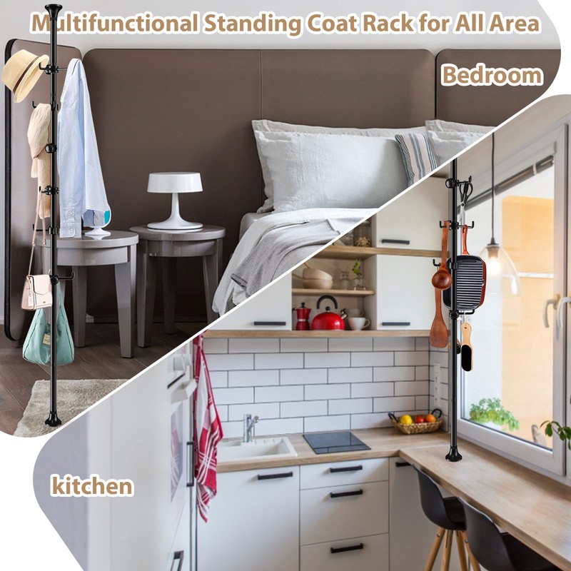 Sempicad Coat Rack Freestanding, 56 to 125 inch Adjustable Tension